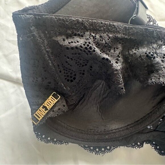 XOXO Plunge Push-Up Bra Elegant Black Lace Bra Size 38D - Picture 6 of 10